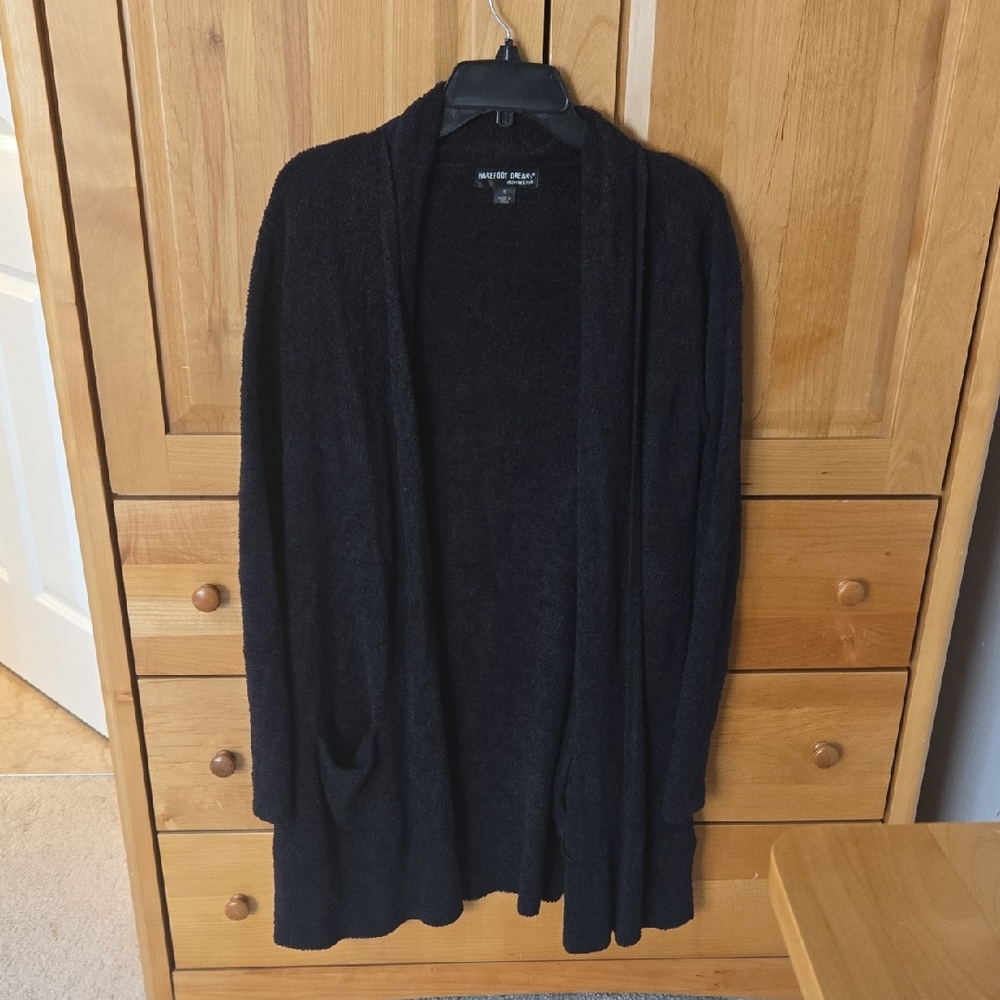Barefoot Dreams Black Open-Front Knit Cardigan